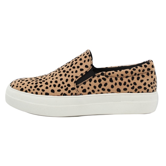 Shoes - Leopard Faux Suede Elastic Slip On Sneaker Shoes